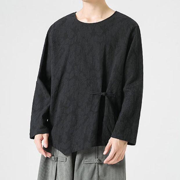 Buddha Stones Men's Chinese Frog-Button Plain Design Cotton Long Sleeve T-Shirt Zen Clothing - image 26