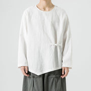 Buddha Stones Men's Chinese Frog-Button Plain Design Cotton Long Sleeve T-Shirt Zen Clothing - image 11