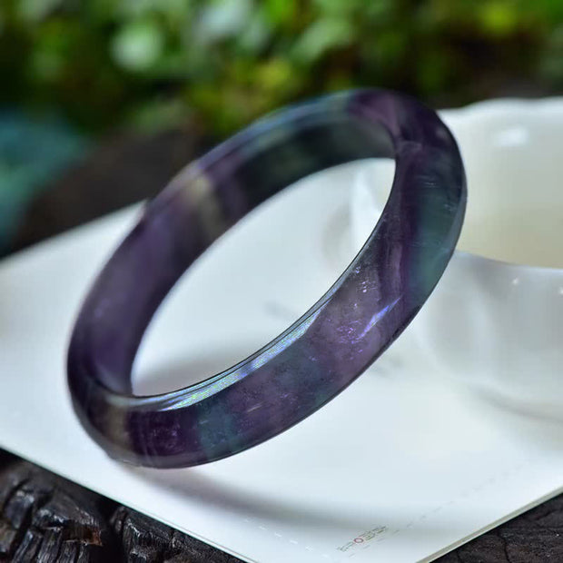 Buddha Stones Natural Fluorite Protection Power Bracelet Bangle-Natural variations; item may differ from photos  (Extra 30% Off | USE CODE: FS30) - 59mm - image 0