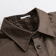 Buddha Stones Spring Plaid Pattern Fake Two-piece Long Sleeve Men's Cotton Jacket With Pocket - image 13