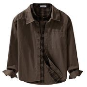 Buddha Stones Spring Plaid Pattern Fake Two-piece Long Sleeve Men's Cotton Jacket With Pocket - image 19