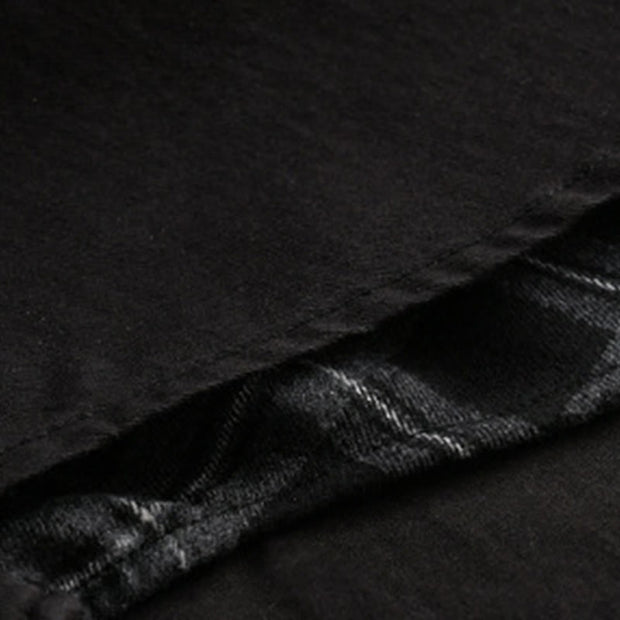 Buddha Stones Spring Plaid Pattern Fake Two-piece Long Sleeve Men's Cotton Jacket With Pocket - image 6