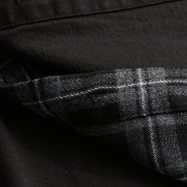 Buddha Stones Spring Plaid Pattern Fake Two-piece Long Sleeve Men's Cotton Jacket With Pocket - image 8