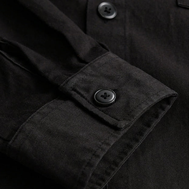 Buddha Stones Spring Plaid Pattern Fake Two-piece Long Sleeve Men's Cotton Jacket With Pocket - image 7