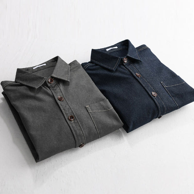 Buddha Stones Fall Plain Buttons Long Sleeve Men's Cotton Jacket With Pocket - image 13