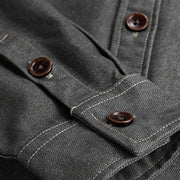 Buddha Stones Fall Plain Buttons Long Sleeve Men's Cotton Jacket With Pocket - image 9