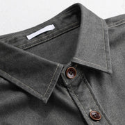 Buddha Stones Fall Plain Buttons Long Sleeve Men's Cotton Jacket With Pocket - image 8