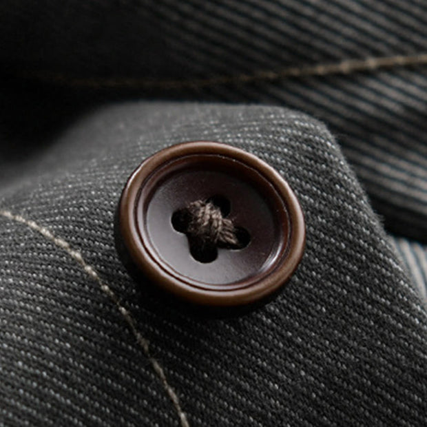 Buddha Stones Fall Plain Buttons Long Sleeve Men's Cotton Jacket With Pocket - image 10