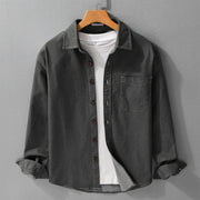 Buddha Stones Fall Plain Buttons Long Sleeve Men's Cotton Jacket With Pocket - DimGray - US/UK/AU42，EU52 (3XL) - image 7