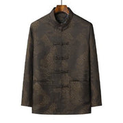 Buddha Stones 2Pcs Commute Tang Suit Frog-Button Men's Long Sleeve Shirt Pants Cotton Clothing Set - image 1