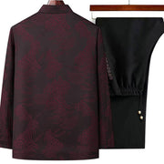 Buddha Stones 2Pcs Commute Tang Suit Frog-Button Men's Long Sleeve Shirt Pants Cotton Clothing Set - image 5