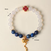 Buddha Stones Four Leaf Clover Flower Gourd South Red Agate White Agate Positive Beaded Bracelet - image 11