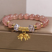 Buddha Stones Lily of the Valley Natural Strawberry Quartz Positive Beaded Bracelet - image 2