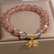 Buddha Stones Lily of the Valley Natural Strawberry Quartz Positive Beaded Bracelet - image 4