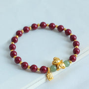 Buddha Stones Chinese Zodiac Year of the Horse Fu Character Cinnabar Hetian Jade Blessing Bracelet - image 2