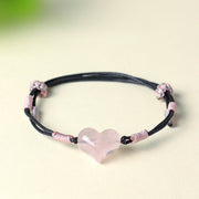 FREE Today: Self-acceptance and Warmth Natural Heart Charm Pink Crystal Braided String Bracelet - image 1