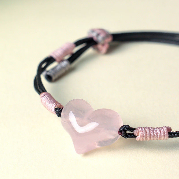FREE Today: Self-acceptance and Warmth Natural Heart Charm Pink Crystal Braided String Bracelet - image 8