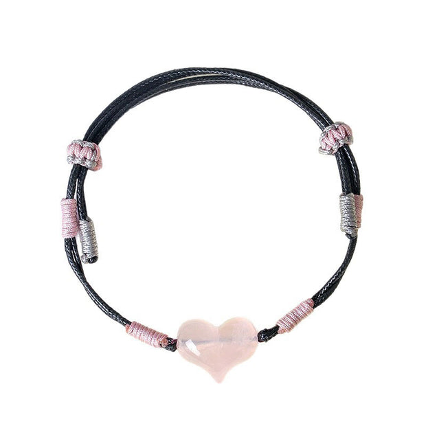 FREE Today: Self-acceptance and Warmth Natural Heart Charm Pink Crystal Braided String Bracelet - image 11