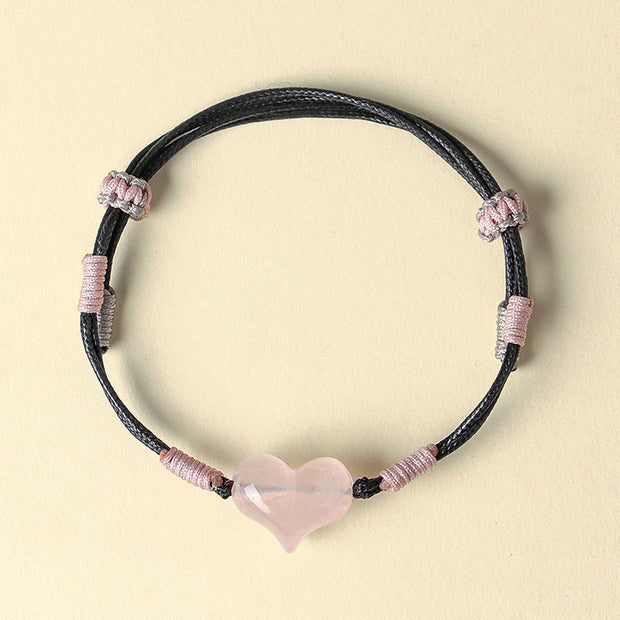 FREE Today: Self-acceptance and Warmth Natural Heart Charm Pink Crystal Braided String Bracelet - image 2