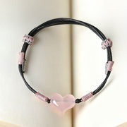 FREE Today: Self-acceptance and Warmth Natural Heart Charm Pink Crystal Braided String Bracelet - image 3