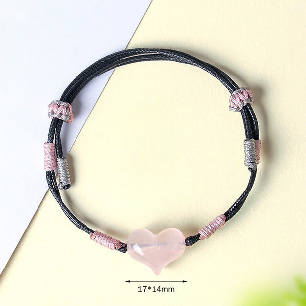 FREE Today: Self-acceptance and Warmth Natural Heart Charm Pink Crystal Braided String Bracelet - image 4