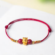 Buddha Stones 999 Sterling Silver Year of the Horse Fu Character Red String Cinnabar Luck Bracelet - image 15
