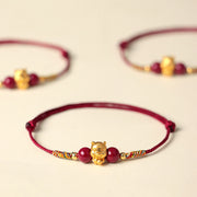 Buddha Stones 999 Sterling Silver Year of the Horse Fu Character Red String Cinnabar Luck Bracelet - image 17