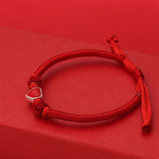 Buddha Stones 999 Sterling Silver 3D Heart Design Red String Connection Bracelet - image 3