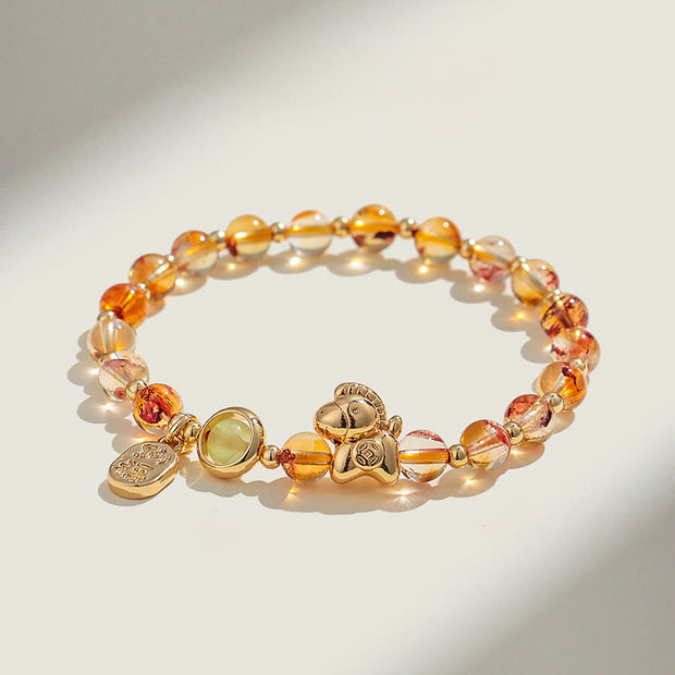 Buddha Stones Year Of The Horse Strawberry Quartz Citrine Red Agate Pink Crystal Love Bracelet - Citrine(Wrist Circumference:14-15cm) - image 9