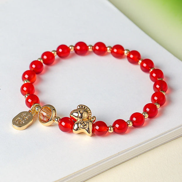 Buddha Stones Year Of The Horse Strawberry Quartz Citrine Red Agate Pink Crystal Love Bracelet - image 6