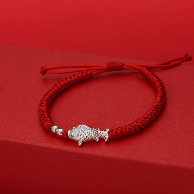 Buddha Stones 999 Sterling Silver Koi Fish Design 990 Sterling Silver Bead Red String Luck Bracelet - image 3