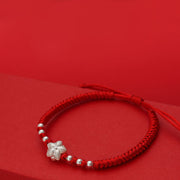 Buddha Stones 999 Sterling Silver Lotus Symbol 990 Sterling Silver Bead Red String Luck Bracelet - image 4