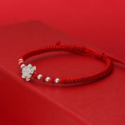 Buddha Stones 999 Sterling Silver Lotus Symbol 990 Sterling Silver Bead Red String Luck Bracelet - image 3