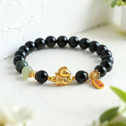 Buddha Stones Year Of The Horse Hetian Jade Black Obsidian Red Agate Strength Bracelet - image 2
