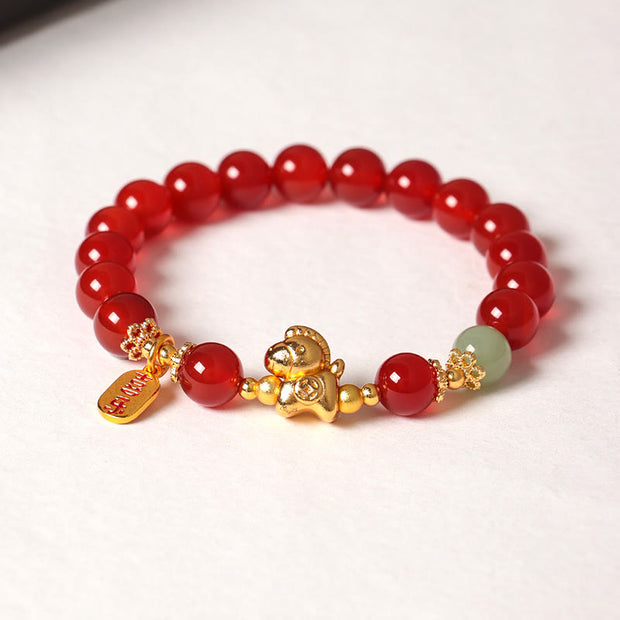 FREE Today: Fulfilment Strength Year Of The Horse Hetian Jade Black Obsidian Red Agate Bracelet - image 11