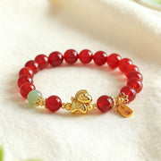 Buddha Stones Year Of The Horse Hetian Jade Black Obsidian Red Agate Strength Bracelet - image 8