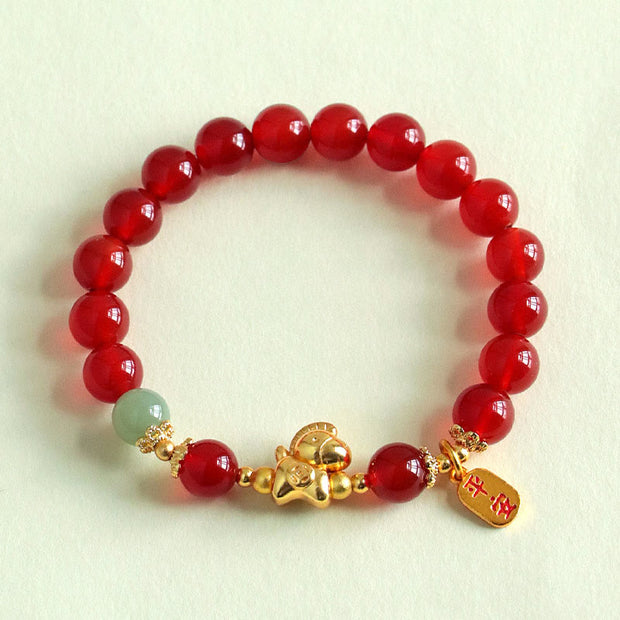 FREE Today: Fulfilment Strength Year Of The Horse Hetian Jade Black Obsidian Red Agate Bracelet - image 10