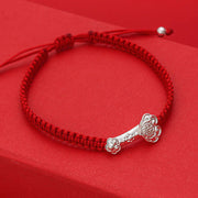 Buddha Stones 999 Sterling Silver Ruyi Fu Character Luck Red String Connection Braided Bracelet - image 3