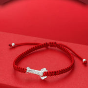 Buddha Stones 999 Sterling Silver Ruyi Fu Character Luck Red String Connection Braided Bracelet - image 4