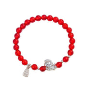 Buddha Stones Year Of The Horse Black Obsidian Red Agate Pink Crystal Silver Fulfilment Bracelet - image 7