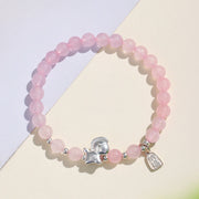 Buddha Stones Year Of The Horse Black Obsidian Red Agate Pink Crystal Silver Fulfilment Bracelet - image 10