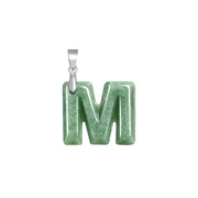 Buddha Stones Natural A-Z Letter Jade Titanium Steel Chain Prosperity Necklace Pendant - M - image 17