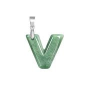 Buddha Stones Natural A-Z Letter Jade Titanium Steel Chain Prosperity Necklace Pendant - V - image 26