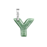 Buddha Stones Natural A-Z Letter Jade Titanium Steel Chain Prosperity Necklace Pendant - Y - image 29