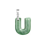 Buddha Stones Natural A-Z Letter Jade Titanium Steel Chain Prosperity Necklace Pendant - U - image 25
