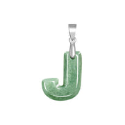 Buddha Stones Natural A-Z Letter Jade Titanium Steel Chain Prosperity Necklace Pendant - J - image 14