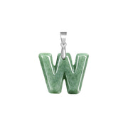Buddha Stones Natural A-Z Letter Jade Titanium Steel Chain Prosperity Necklace Pendant - W - image 27
