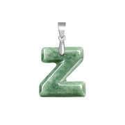 Buddha Stones Natural A-Z Letter Jade Titanium Steel Chain Prosperity Necklace Pendant - Z - image 30