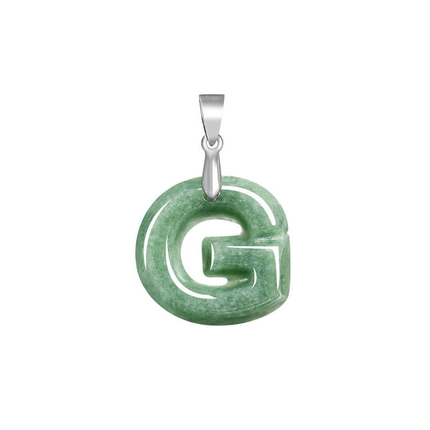 Buddha Stones Natural A-Z Letter Jade Titanium Steel Chain Prosperity Necklace Pendant - G - image 11