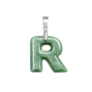 Buddha Stones Natural A-Z Letter Jade Titanium Steel Chain Prosperity Necklace Pendant - R - image 22